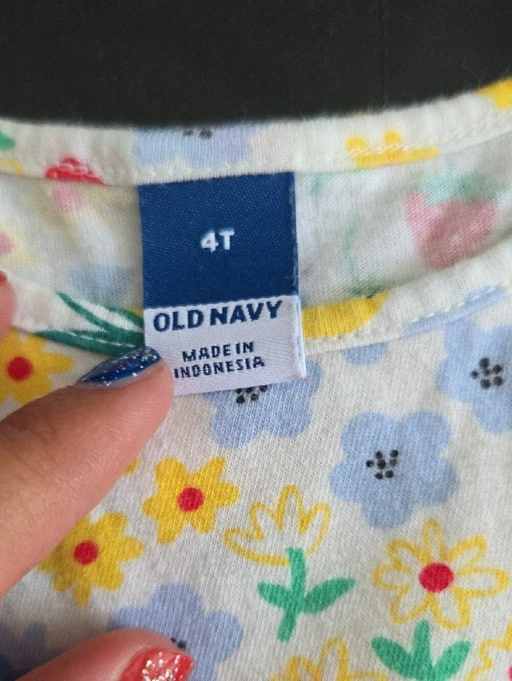 Old Navy Girls' Dresses in White Floral & Gray Crayon Print